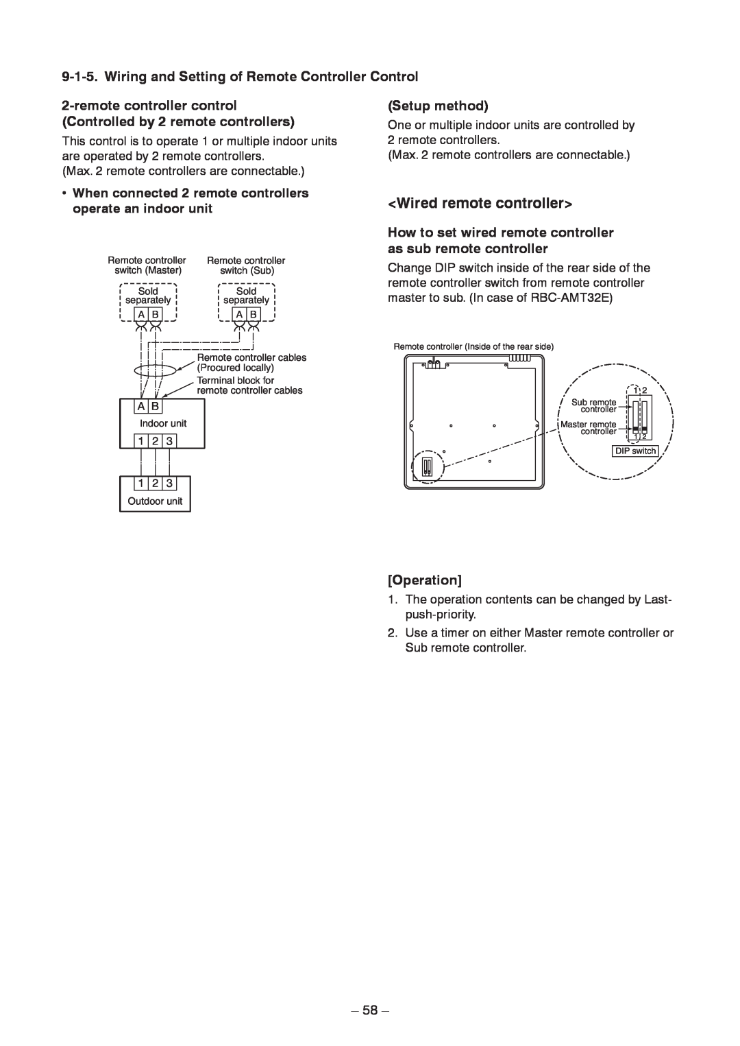 Toshiba RAV-SM2242DT-TR, RAV-SM2802DT-E, RAV-SM2802DT-TR service manual <Wired remote controller>, Setup method, Operation 