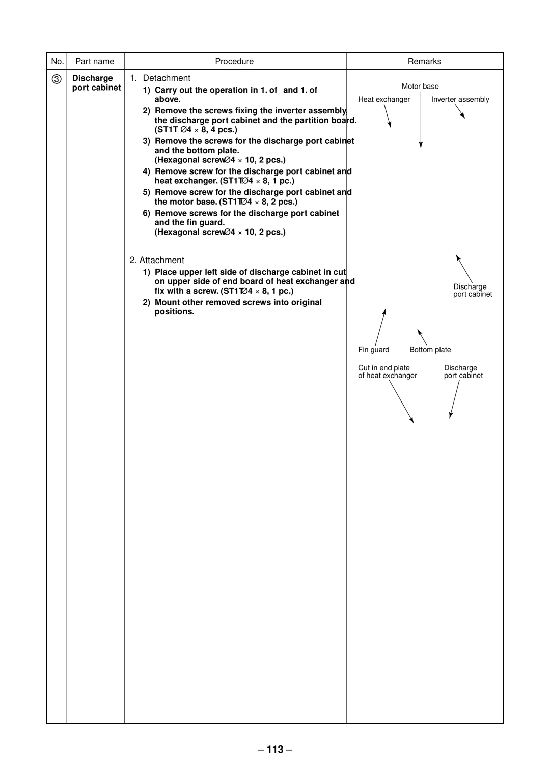 Toshiba RAV-SM2244AT7ZG, RAV-SM2804AT8ZG-E, RAV-SM2244AT8ZG-E, RAV-SM2804AT8Z-E, RAV-SM2804AT8-E 113, No. Part name Procedure 