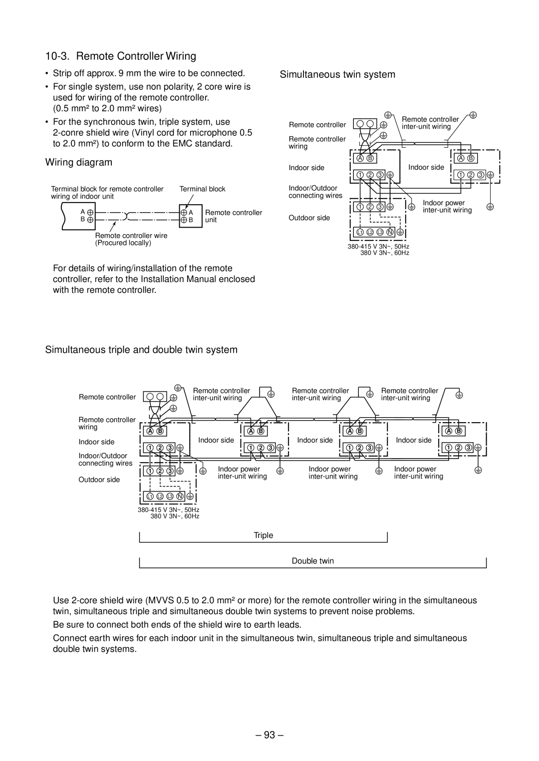 Toshiba RAV-SM2804AT8-E, RAV-SM2804AT8ZG-E service manual Remote Controller Wiring, Simultaneous twin system, Wiring diagram 