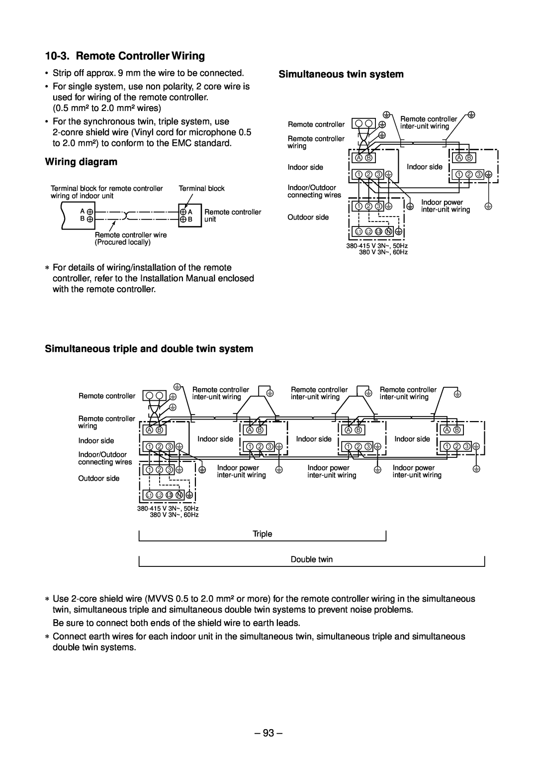 Toshiba RAV-SM2804AT8-E, RAV-SM2804AT8ZG-E service manual Remote Controller Wiring, Simultaneous twin system, Wiring diagram 