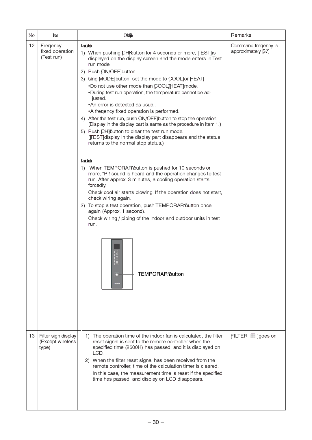 Toshiba RAV-SM1406BT-TR, RAV-SM406BT-TR, RAV-SM1406BT-E Case of wired remote controller, Case of wireless remote controller 