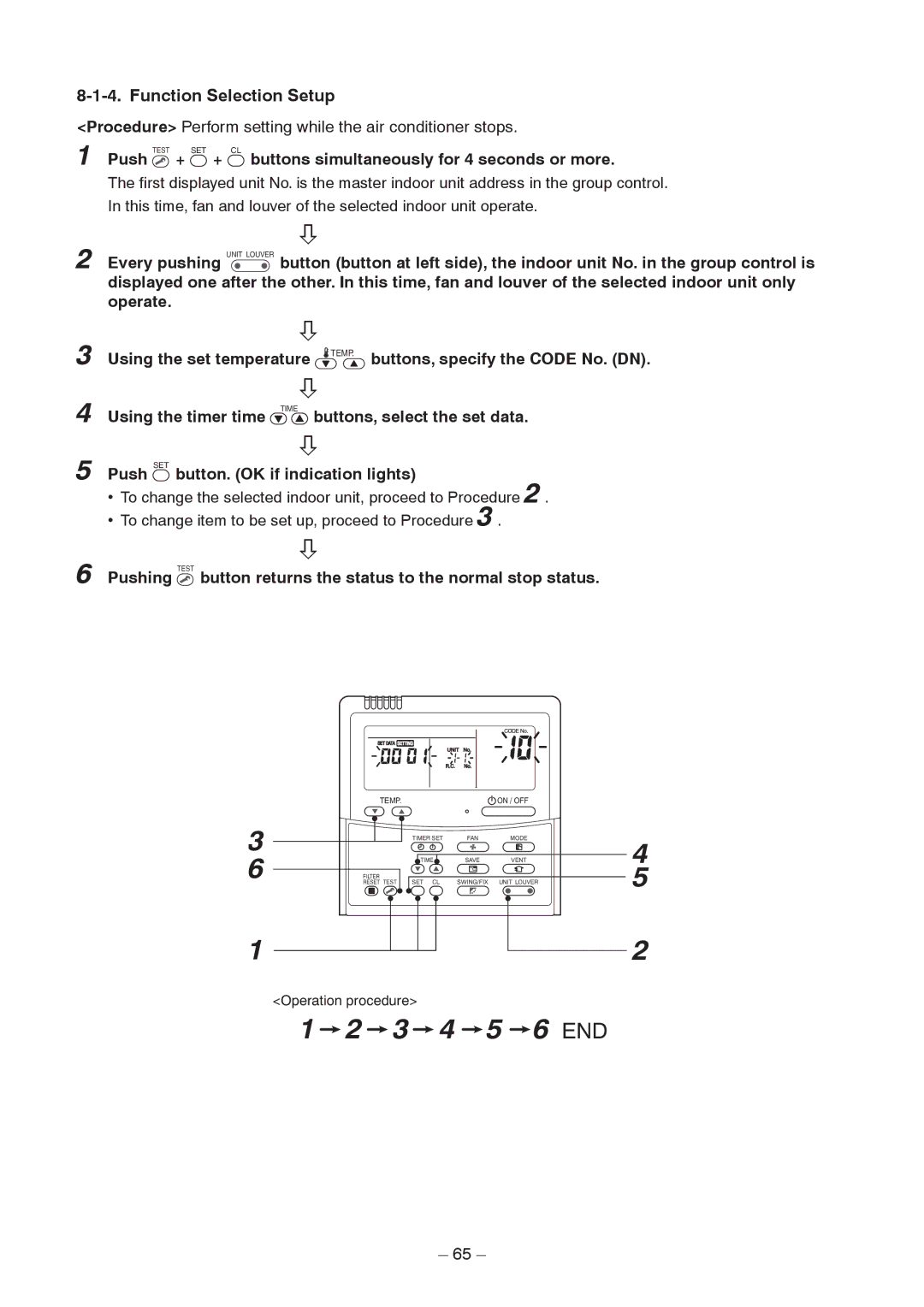 Toshiba RAV-SM406BT-TR Function Selection Setup, TEMP. buttons, specify the Code No. DN, Using the set temperature 