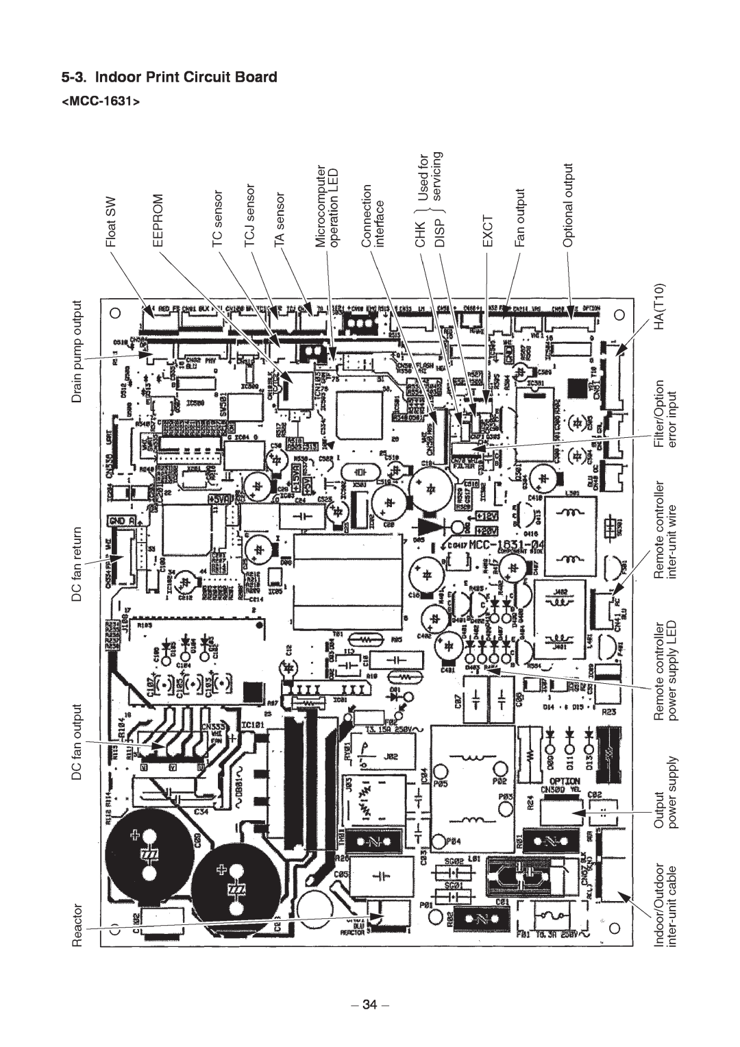 Toshiba RAV-SM806BT-E, RAV-SM406BT-TR, RAV-SM1406BT-E, RAV-SM1606BT-E, RAV-SM1606BT-TR Indoor Print Circuit Board, MCC-1631 