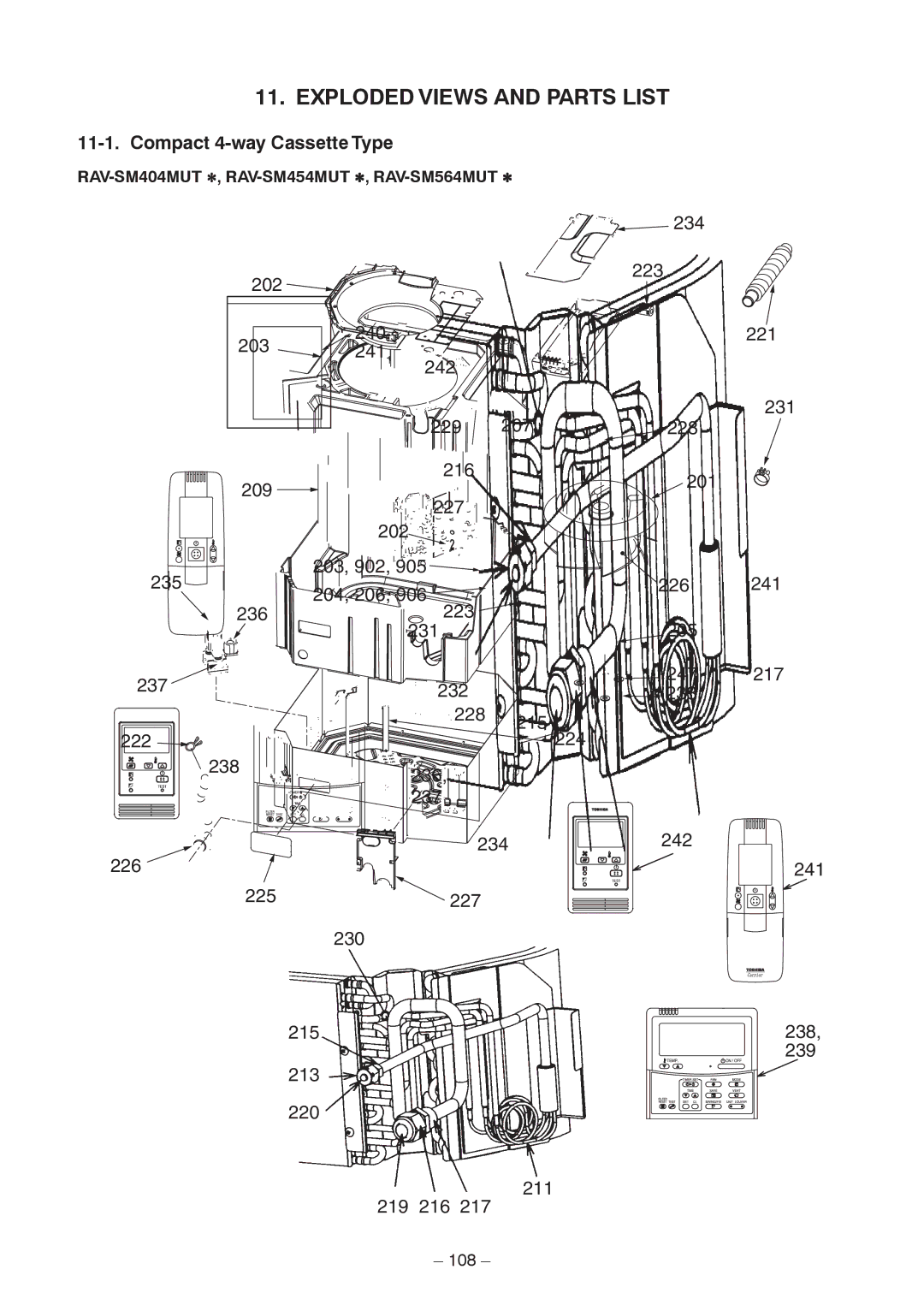 Toshiba RAV-SM564MUT-E, RAV-SM454MUT-E, RAV-SM404MUT-TR, RAV-SM1404BT-E, RAV-SM1104BT-E service manual Concealed Duct Type, 108 