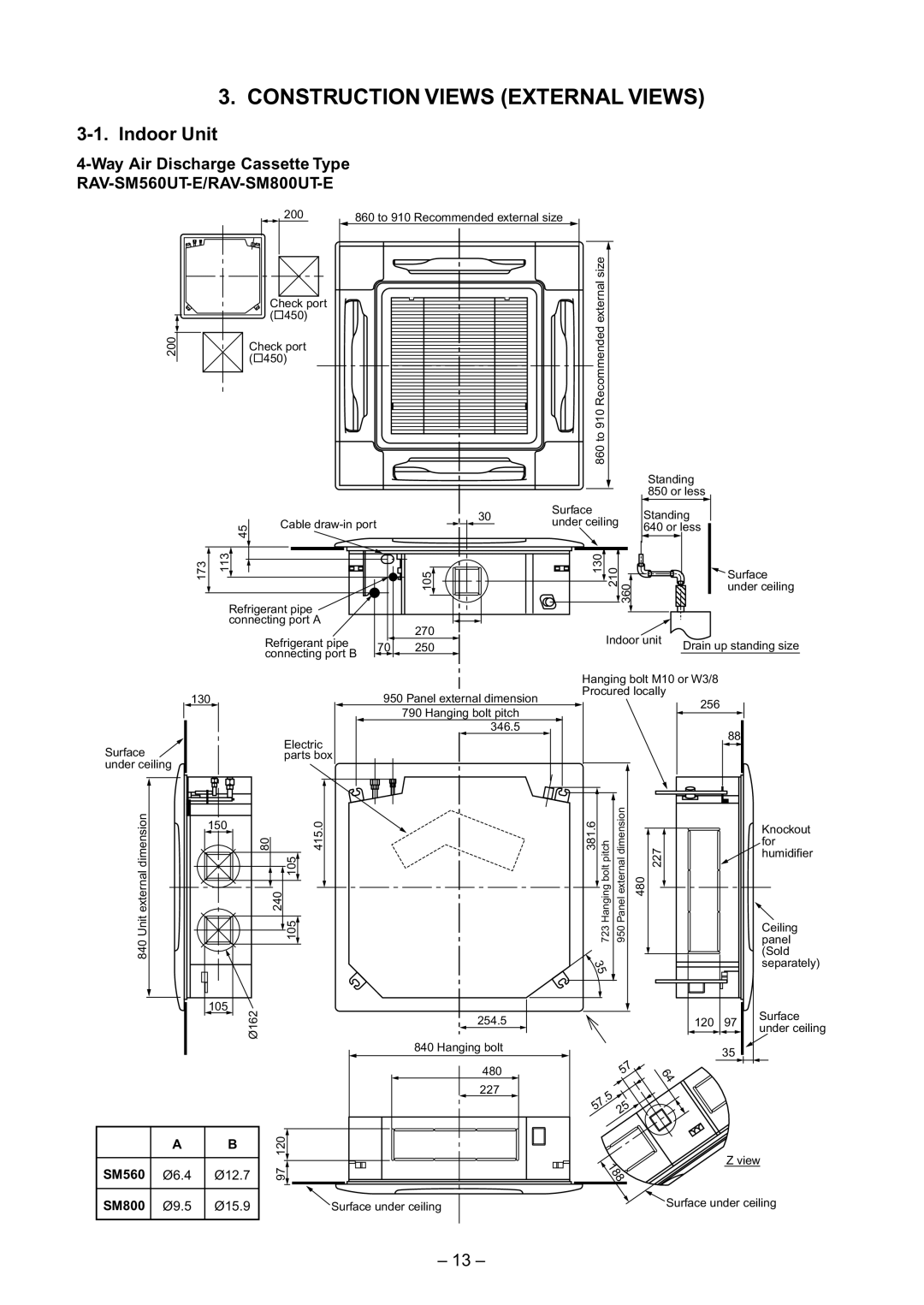 Toshiba RAV-SM800UT-E, RAV-SM800AT-E, RAV-SM560UT-E, RAV-SM560AT-E, RAV-SM560BT-E Construction Views External Views 