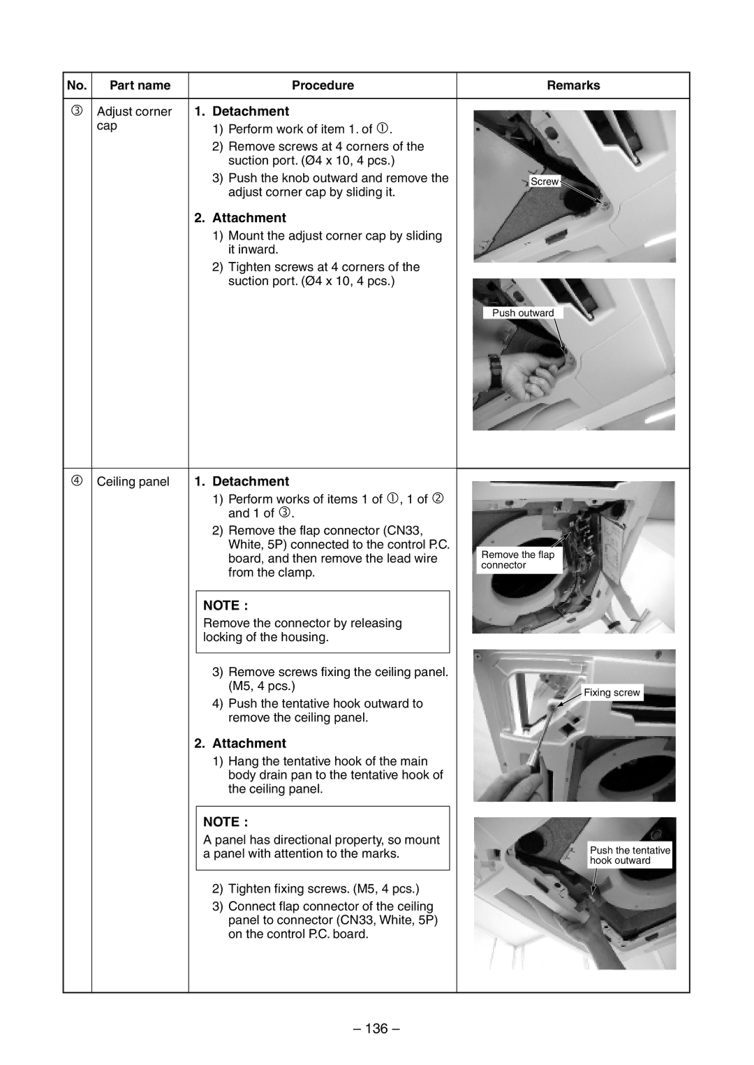 Toshiba RAV-SM560BT-E, RAV-SM800AT-E, RAV-SM800UT-E, RAV-SM560UT-E, RAV-SM560AT-E 136, Part name Procedure Remarks 