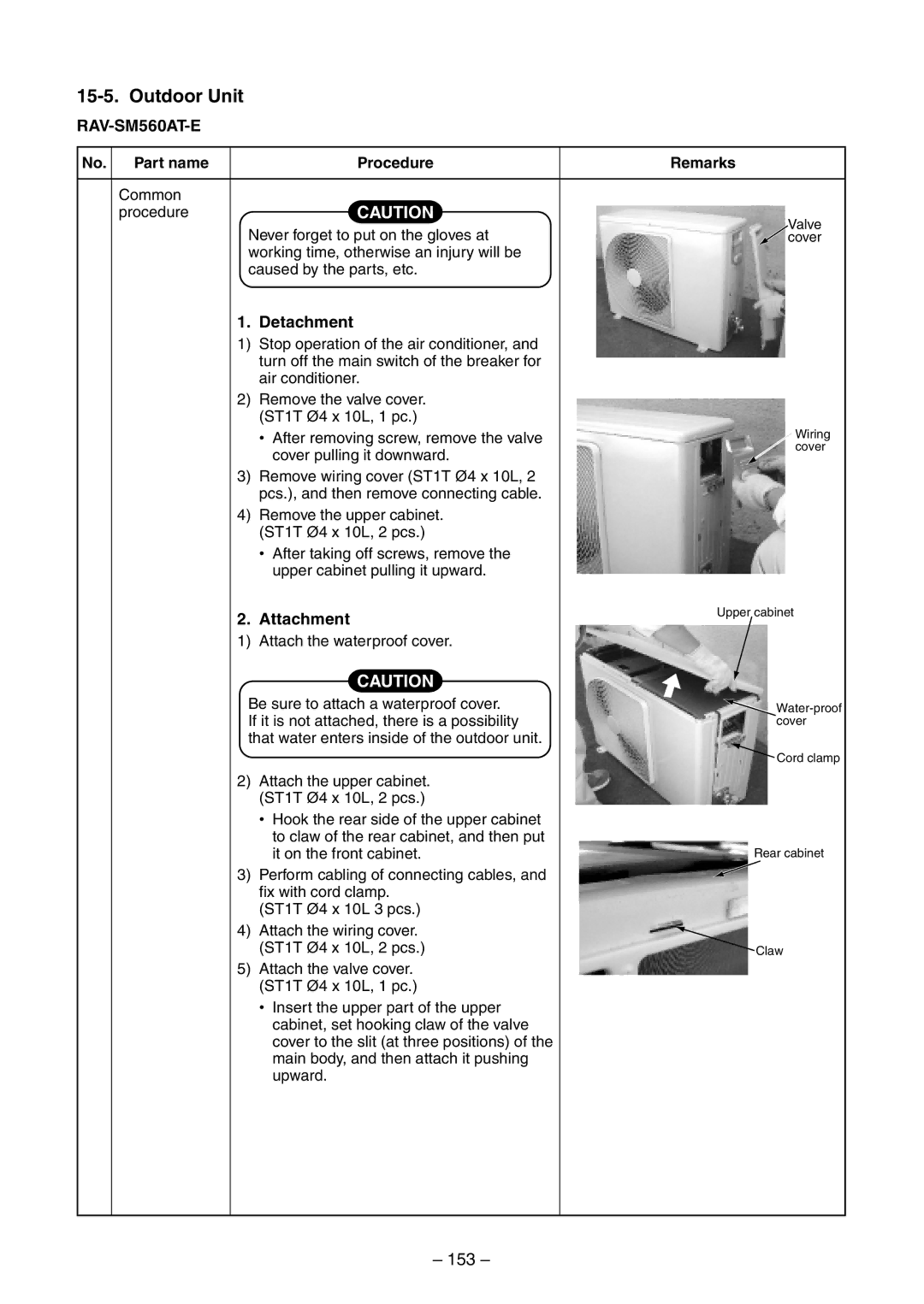 Toshiba RAV-SM560AT-E, RAV-SM800AT-E, RAV-SM800UT-E, RAV-SM560UT-E, RAV-SM560BT-E, RAV-SM800BT-E Outdoor Unit, 153 