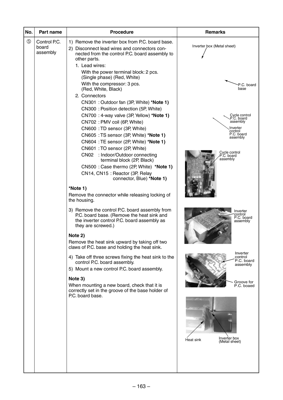 Toshiba RAV-SM800UT-E, RAV-SM800AT-E, RAV-SM560UT-E, RAV-SM560AT-E, RAV-SM560BT-E 163, No. Part name Procedure Remarks 