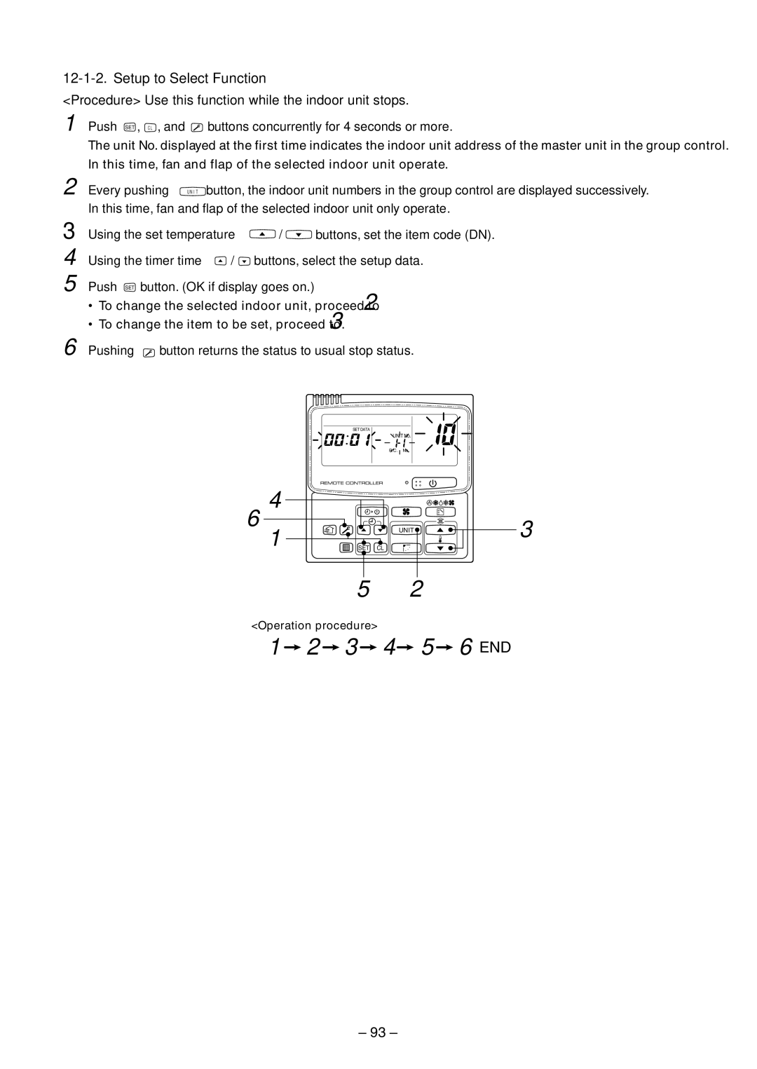 Toshiba RAV-SM560AT-E, RAV-SM800AT-E Setup to Select Function, Procedure Use this function while the indoor unit stops 