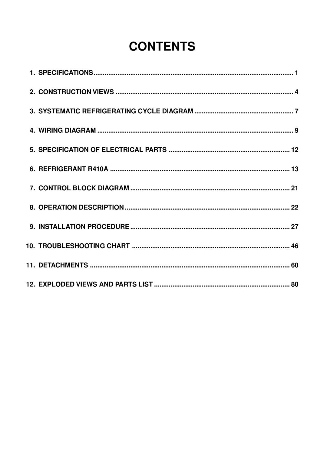 Toshiba RAV-SM800XT-E, RAV-SM560XT-E service manual Contents 