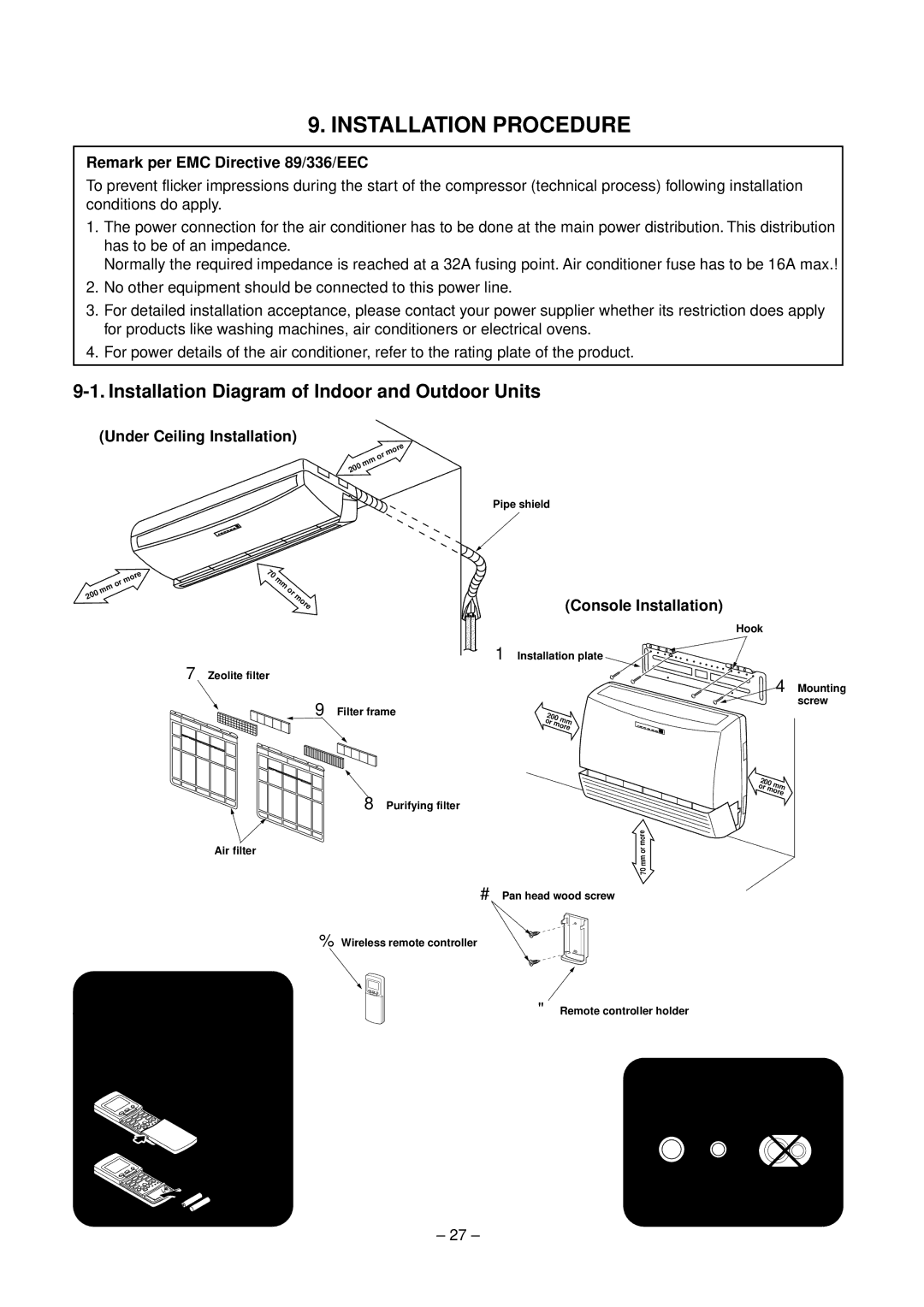 Toshiba RAV-SM560XT-E Installation Procedure, Installation Diagram of Indoor and Outdoor Units, Under Ceiling Installation 