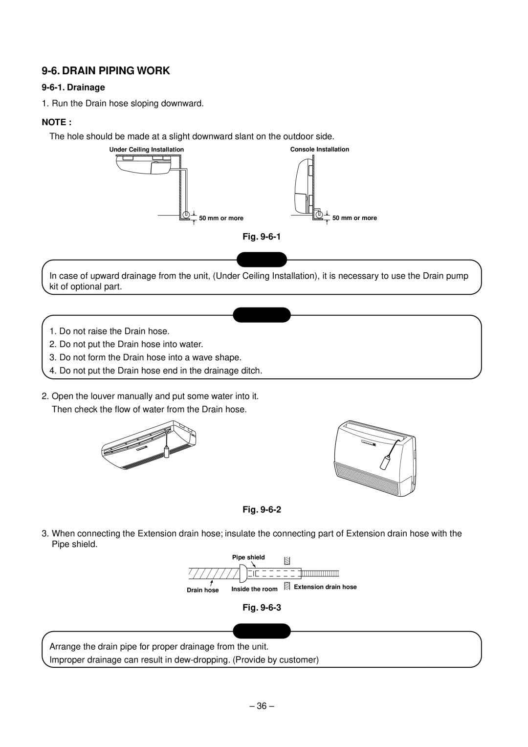 Toshiba RAV-SM800XT-E, RAV-SM560XT-E service manual Drain Piping Work, Drainage 