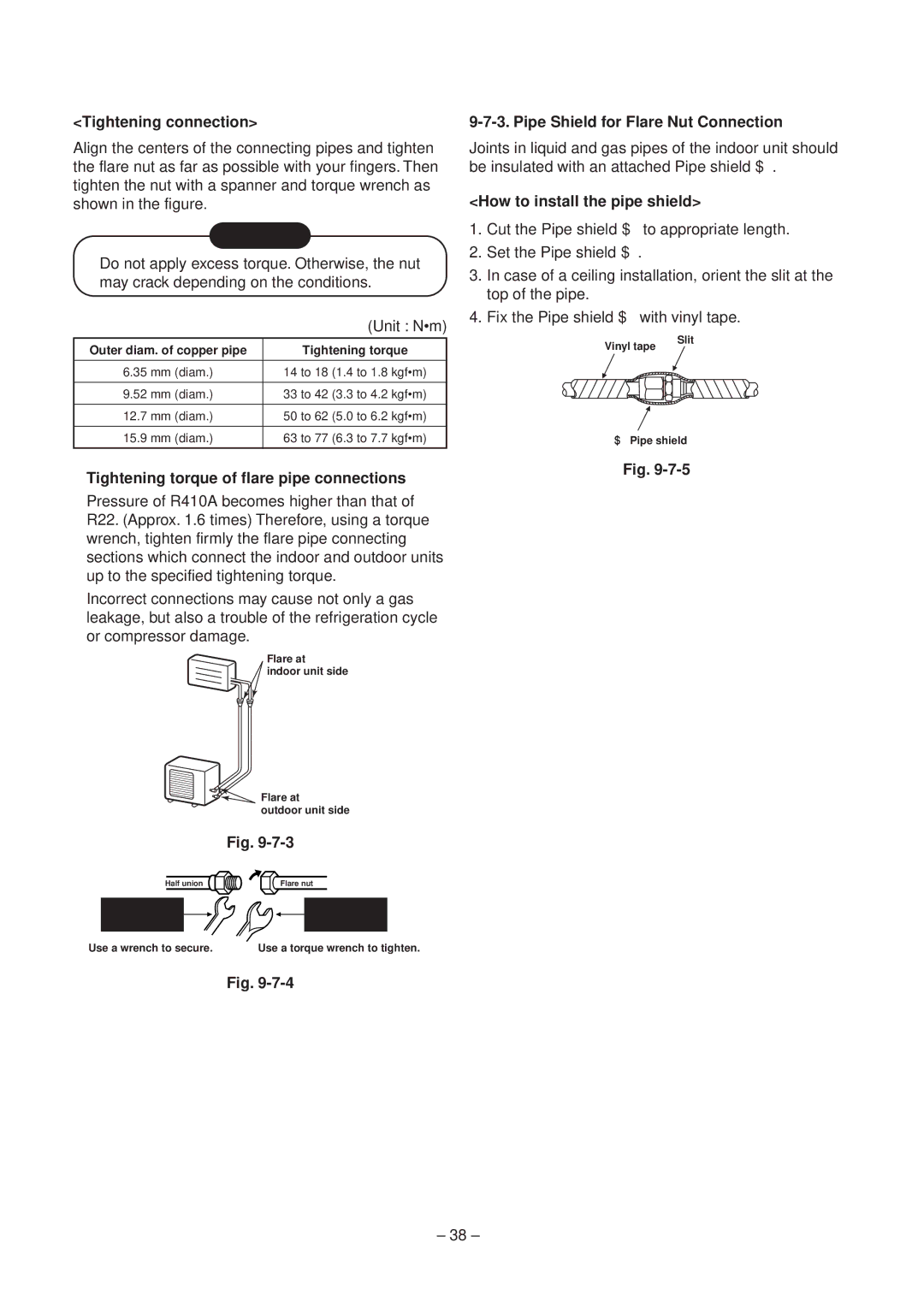 Toshiba RAV-SM800XT-E, RAV-SM560XT-E service manual Tightening connection 