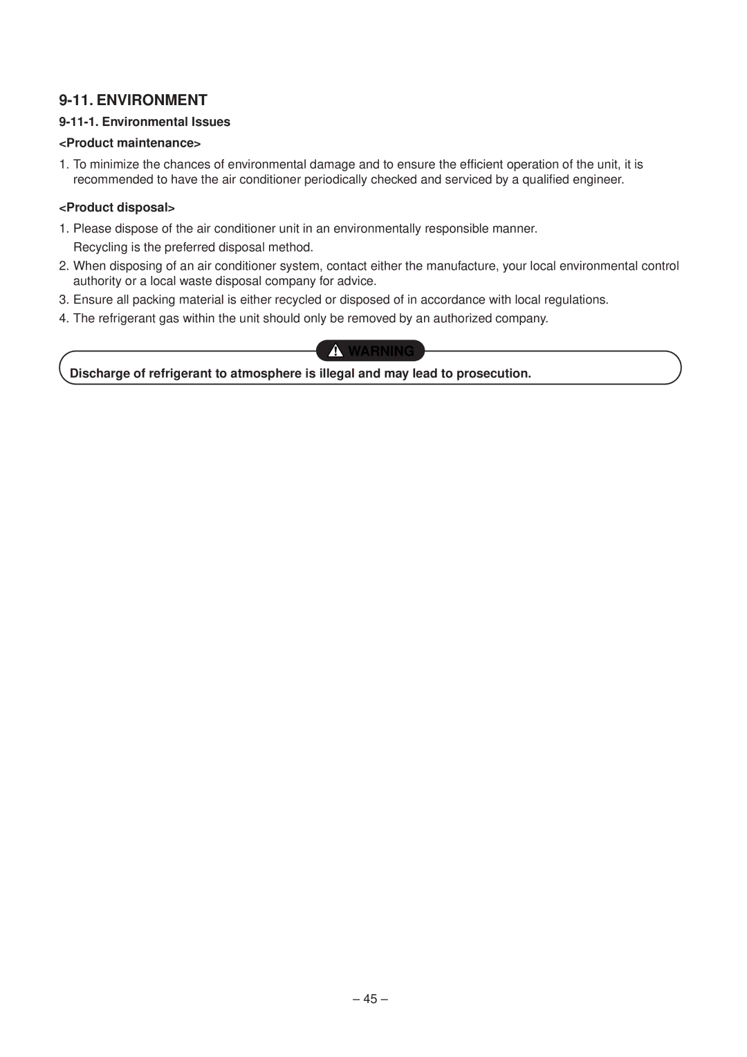 Toshiba RAV-SM560XT-E, RAV-SM800XT-E service manual Environment 