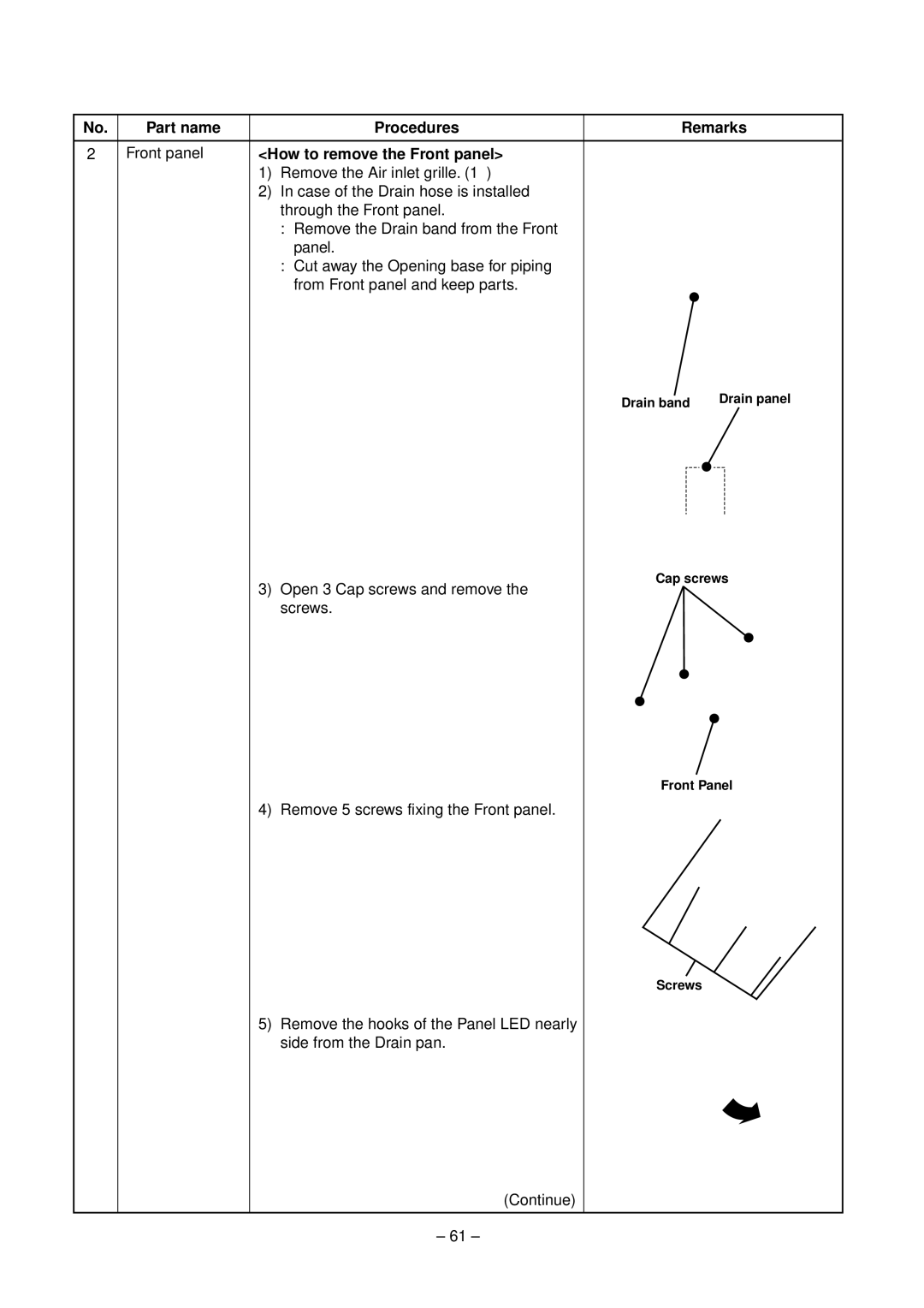 Toshiba RAV-SM560XT-E, RAV-SM800XT-E service manual Open 3 Cap screws and remove the screws 