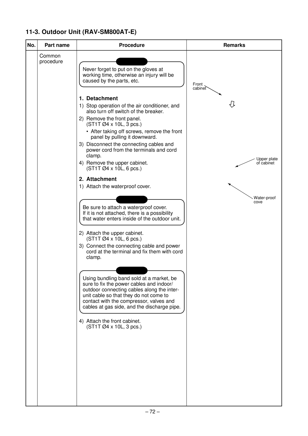 Toshiba RAV-SM800XT-E, RAV-SM560XT-E service manual Remove the upper cabinet 