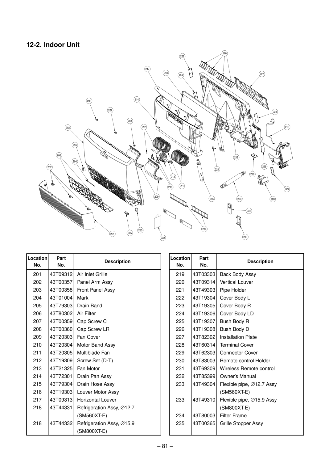 Toshiba RAV-SM560XT-E, RAV-SM800XT-E service manual Air Inlet Grille 