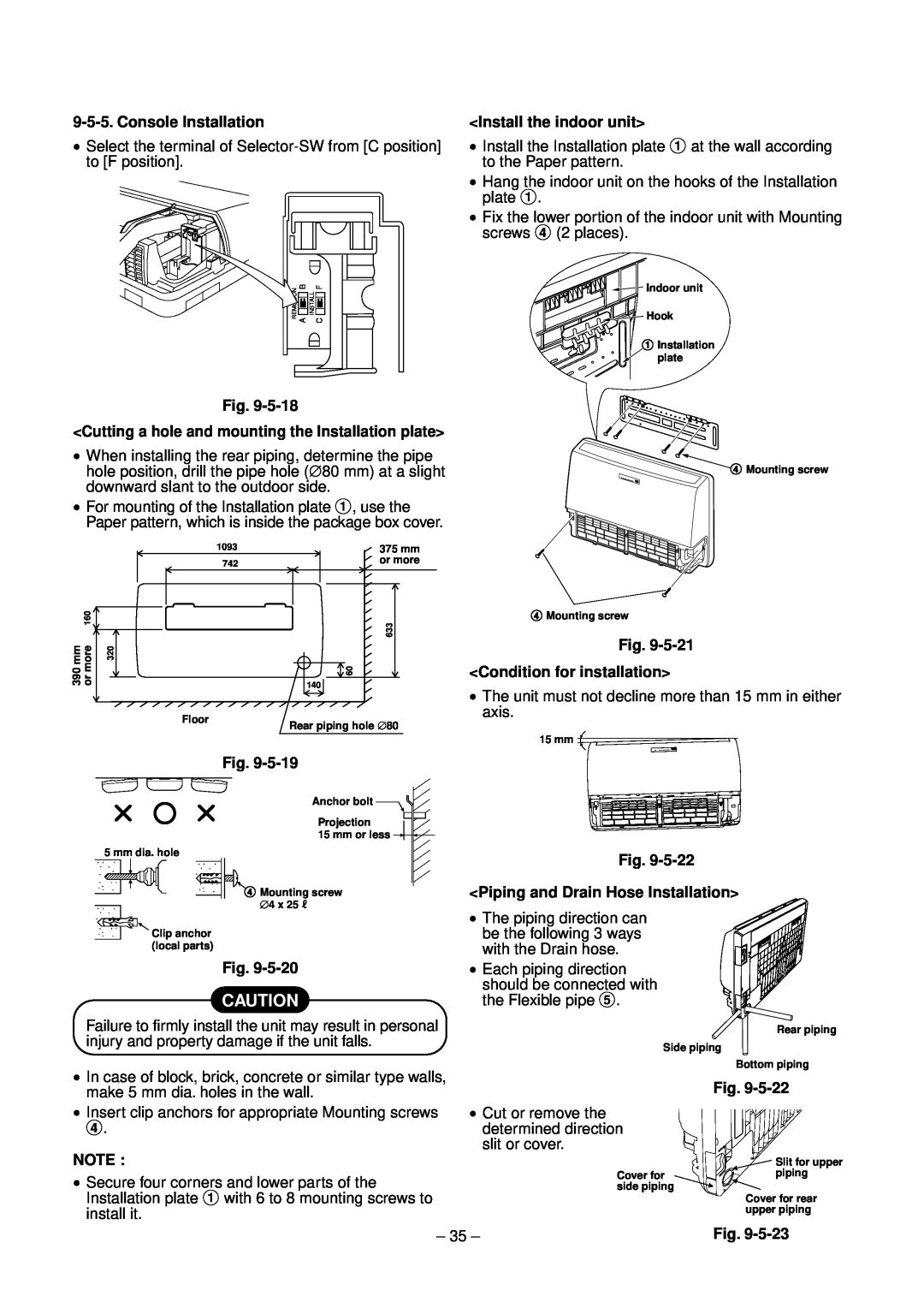 Toshiba RAV-SM560XT-E, RAV-SM800XT-E service manual Console Installation 