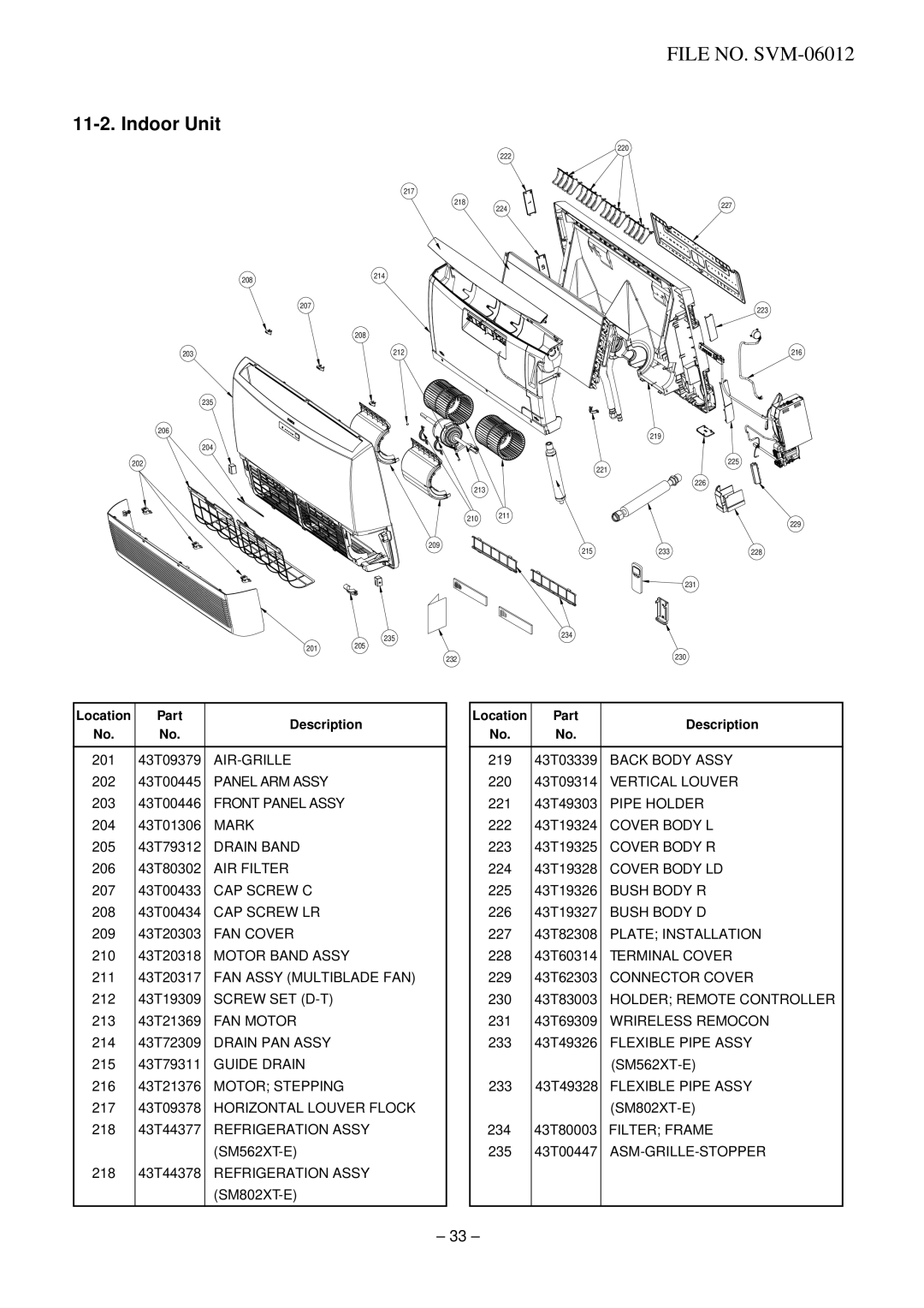 Toshiba RAV-SM562AT-E, RAV-SM802XT-E, RAV-SM802AT-E service manual Air-Grille 