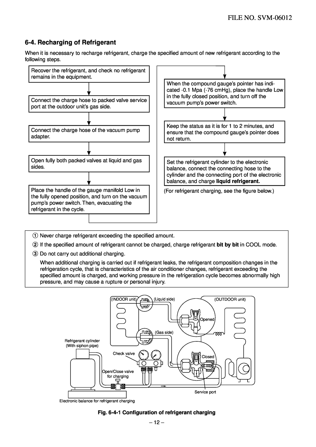 Toshiba RAV-SM562AT-E Recharging of Refrigerant, FILE NO. SVM-06012, 4-1Configuration of refrigerant charging 