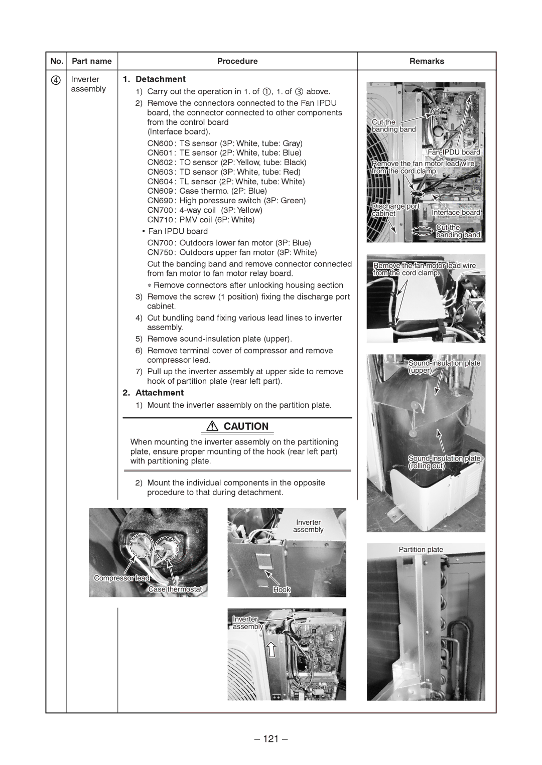 Toshiba RAV-SP1604AT8-TR, RAV-SP1104AT8ZG-TR, RAV-SP1104AT8-TR, RAV-SP1404AT8ZG-TR 121, Part name Procedure Remarks 