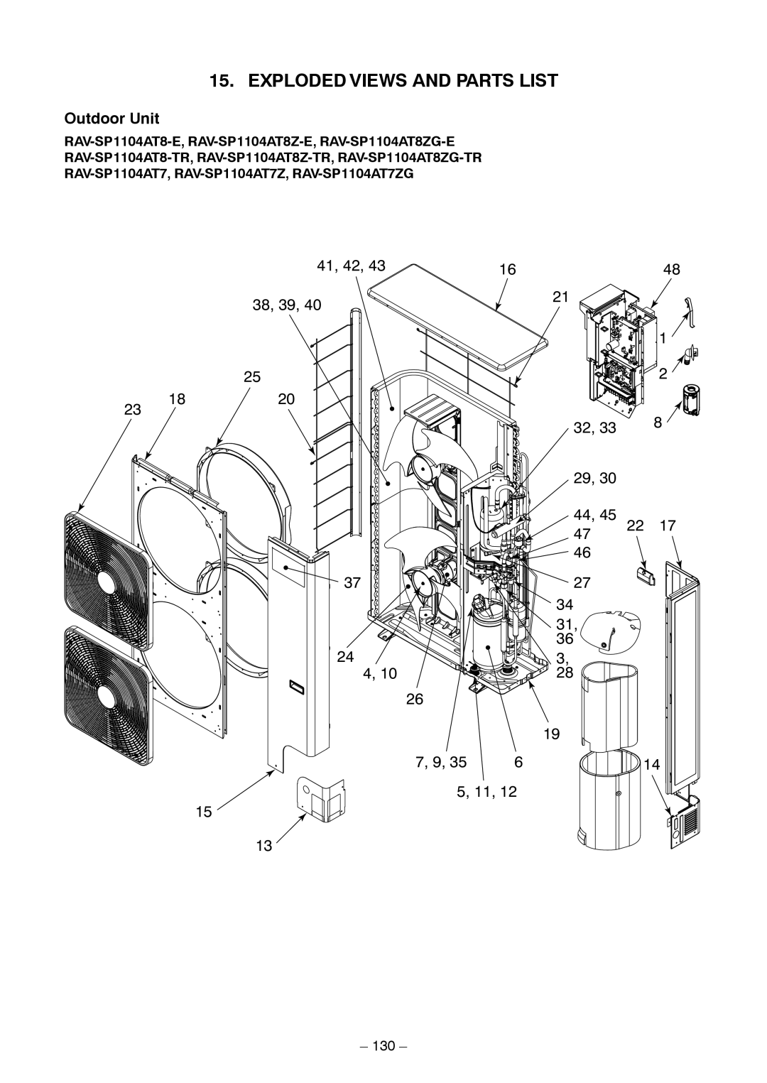 Toshiba RAV-SP1104AT8ZG-E, RAV-SP1104AT8ZG-TR, RAV-SP1104AT8-TR, RAV-SP1404AT8ZG-TR Exploded Views and Parts List, 130 