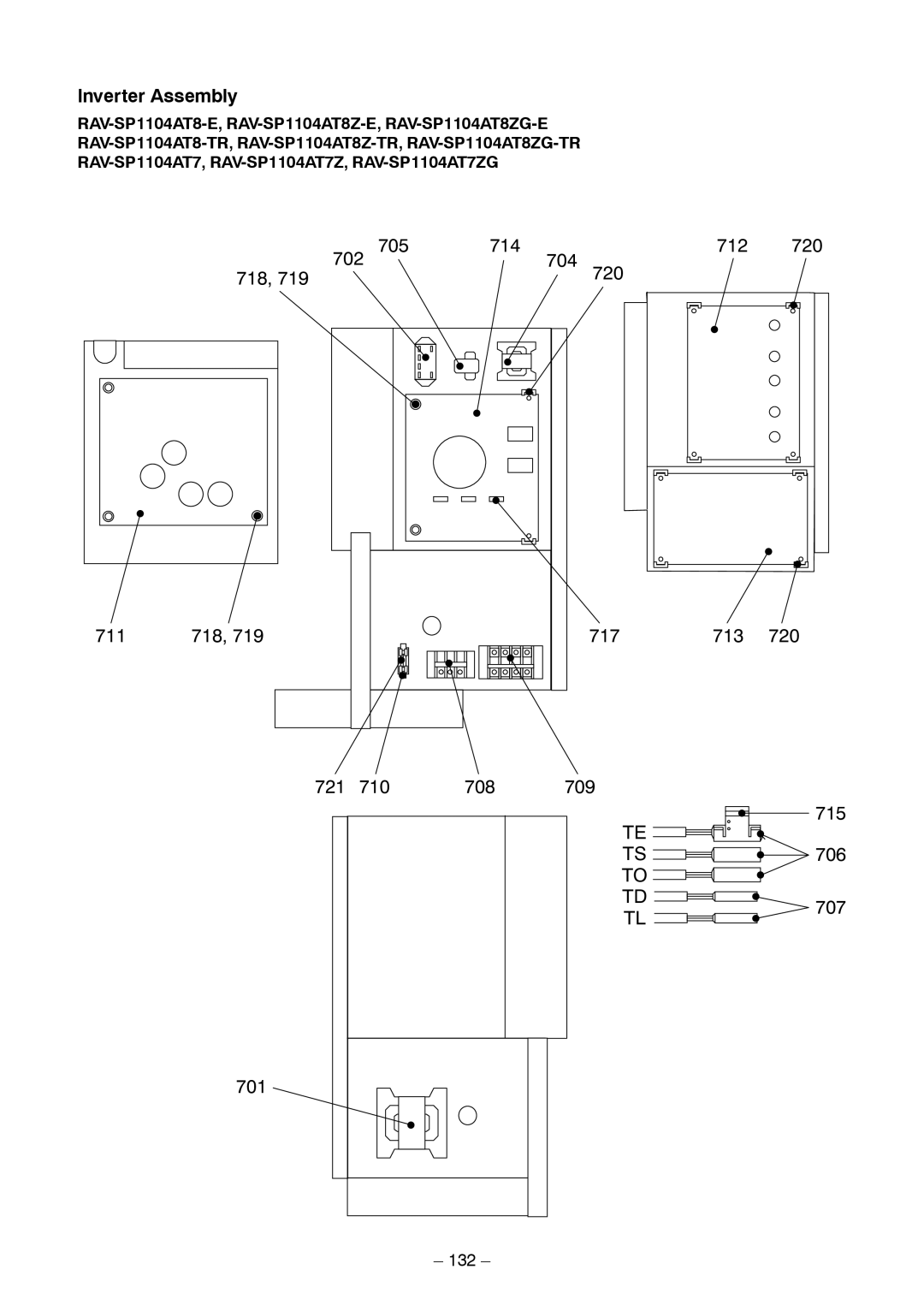 Toshiba RAV-SP1404AT8-TR, RAV-SP1104AT8ZG-TR, RAV-SP1104AT8-TR, RAV-SP1404AT8ZG-TR service manual Inverter Assembly, 721, 132 