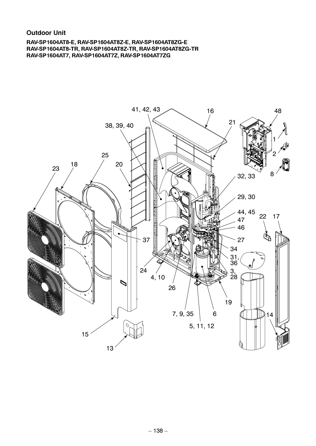 Toshiba RAV-SP1104AT8Z-E, RAV-SP1104AT8ZG-TR, RAV-SP1104AT8-TR, RAV-SP1404AT8ZG-TR, RAV-SP1404AT8Z-TR Outdoor Unit, 138 