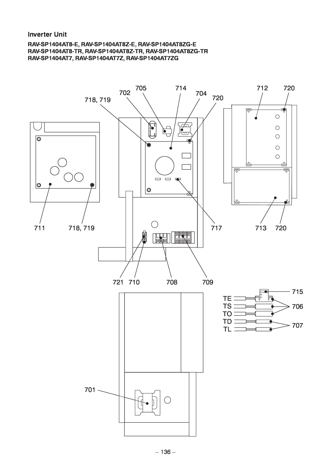 Toshiba RAV-SP1404AT8-E, RAV-SP1104AT8ZG-TR, RAV-SP1104AT8-TR, RAV-SP1404AT8ZG-TR, RAV-SP1404AT8Z-TR Inverter Unit, 136 