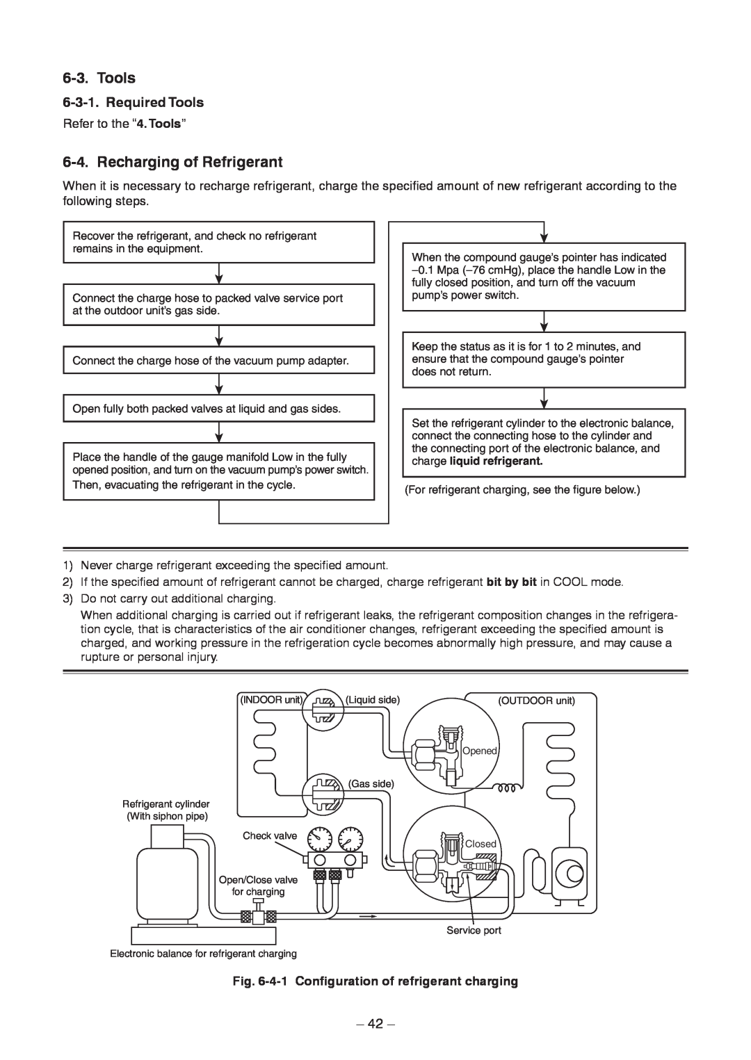 Toshiba RAV-SP1104AT8ZG-TR Recharging of Refrigerant, Required Tools, 42, 4-1Configuration of refrigerant charging 