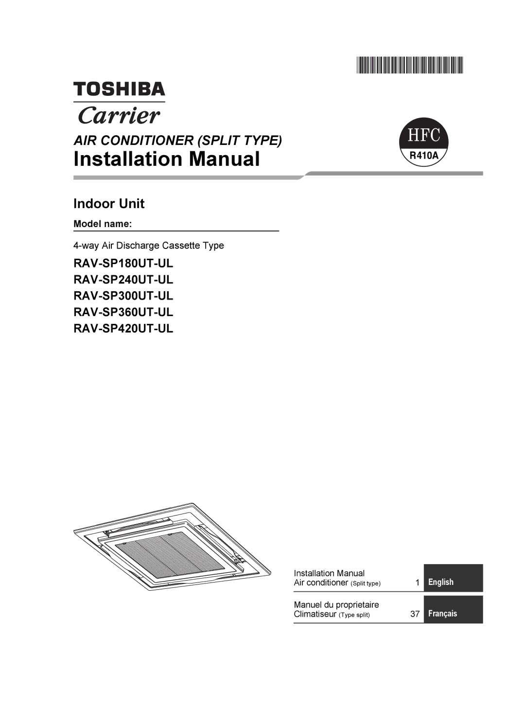 Toshiba RAV-SP180UT-UL installation manual Installation Manual 