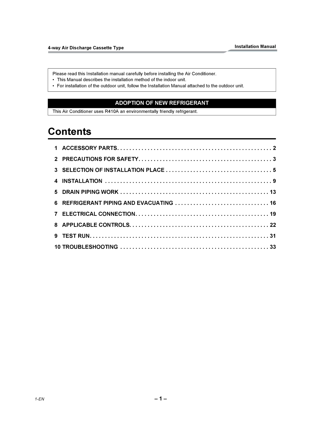 Toshiba RAV-SP180UT-UL installation manual Contents 