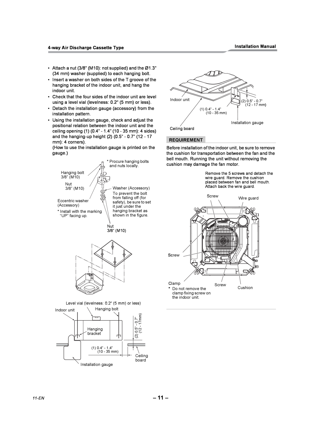 Toshiba RAV-SP180UT-UL installation manual wayAir Discharge Cassette Type, Requirement 
