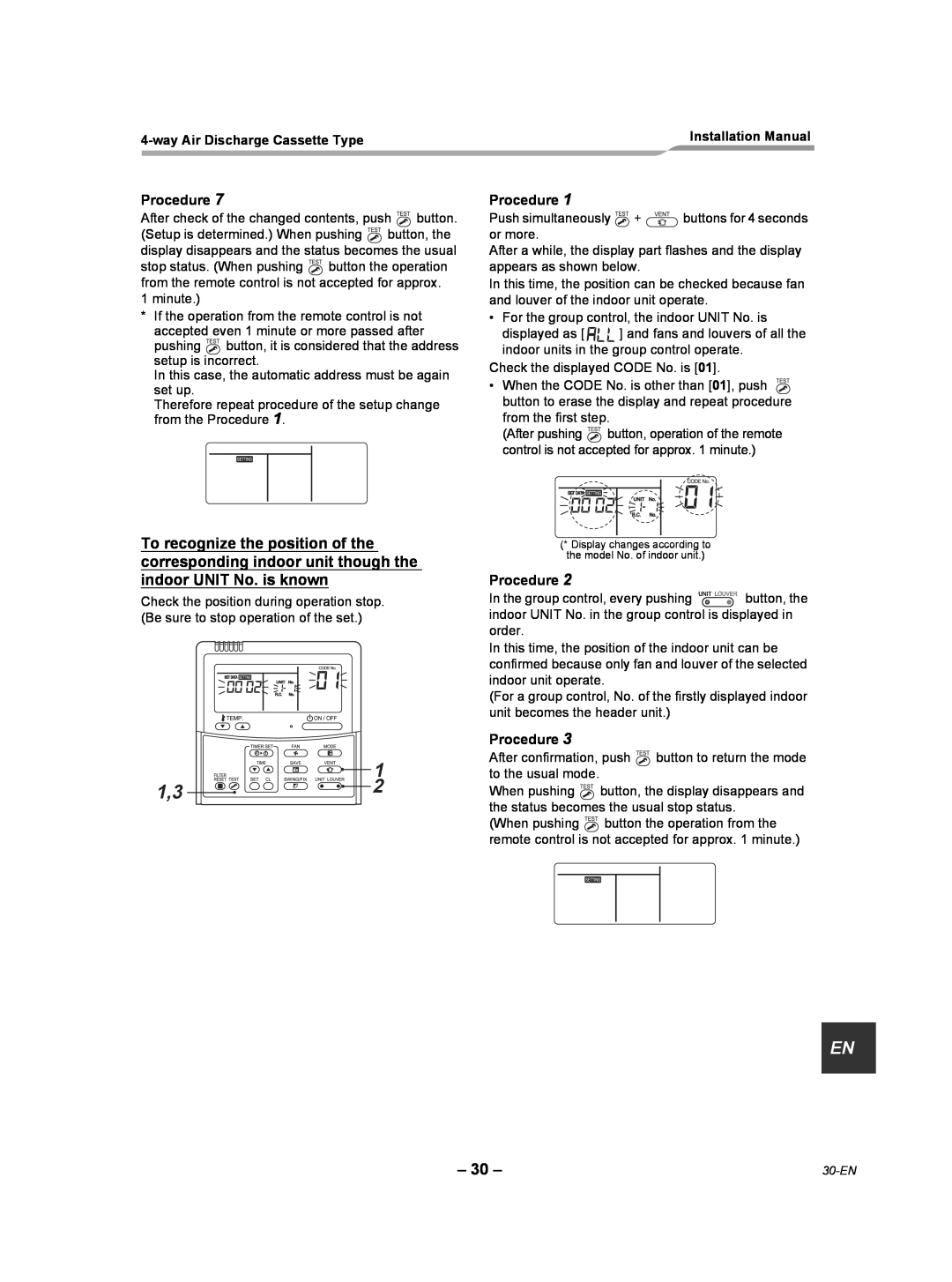 Toshiba RAV-SP180UT-UL installation manual Procedure, wayAir Discharge Cassette Type 