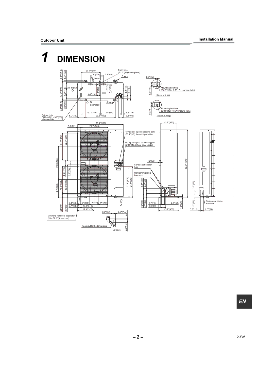 Toshiba RAV-SP360AT2-UL, RAV-SP300AT2-UL, RAV-SP420AT2-UL installation manual Dimension, Discharge 