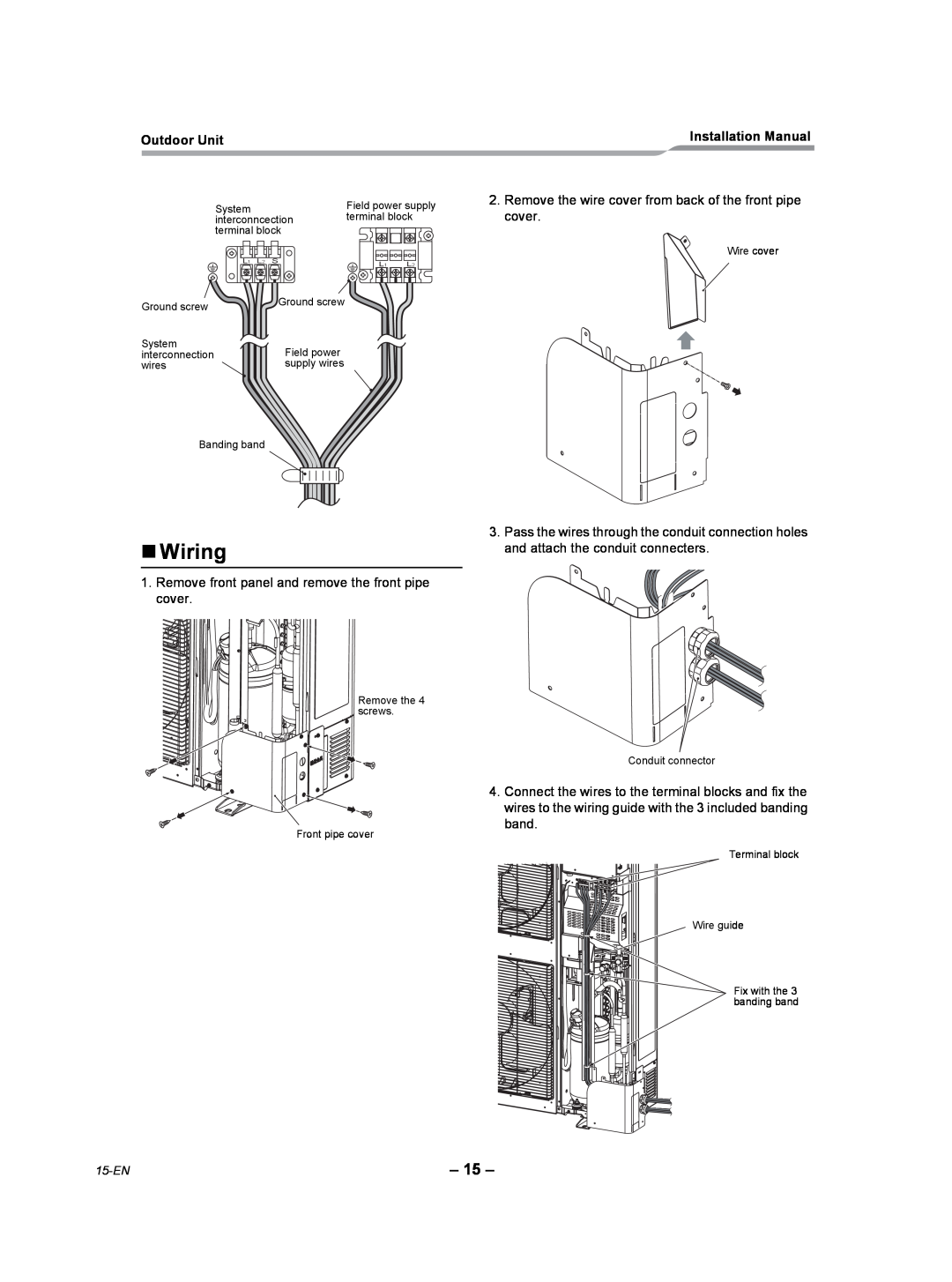 Toshiba RAV-SP300AT2-UL, RAV-SP360AT2-UL, RAV-SP420AT2-UL installation manual „Wiring 