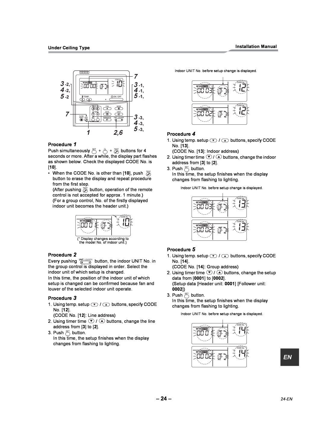Toshiba RAV-SP420CT-UL, RAV-SP300CT-UL, RAV-SP180CT-UL, RAV-SP240CT-UL, RAV-SP360CT-UL Procedure, Under Ceiling Type 