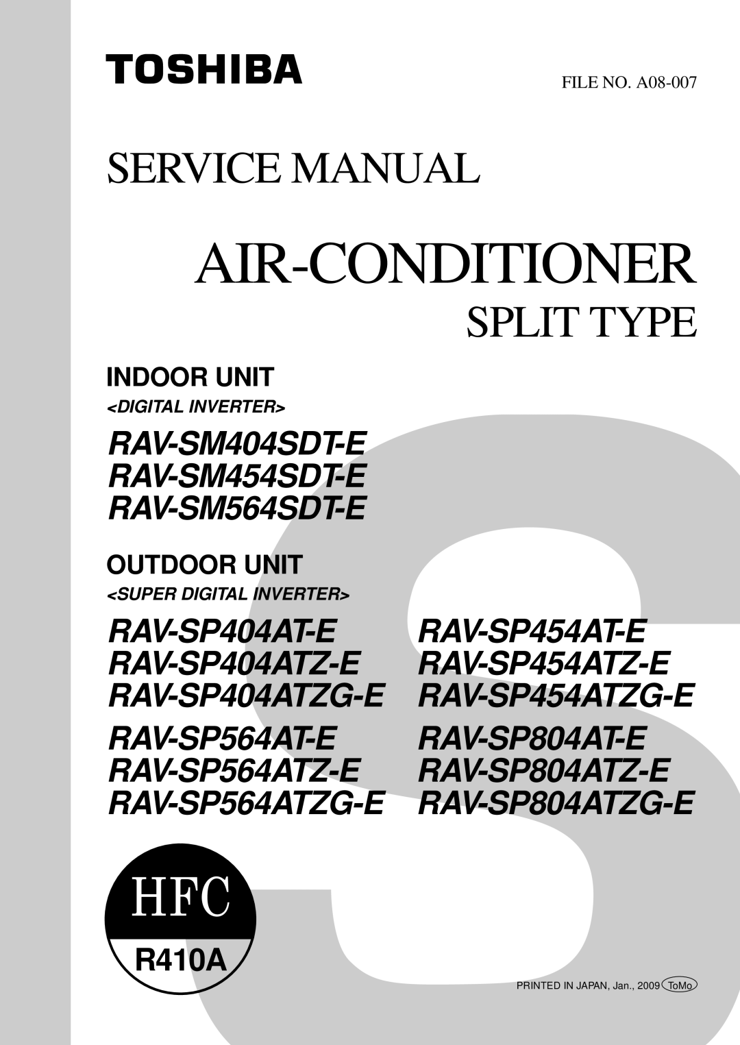 Toshiba RAV-SP804ATZ-E, RAV-SP804ATZG-E, RAV-SP804AT-E, RAV-SP564ATZ-E, RAV-SP564ATZG-E service manual Air-Conditioner 