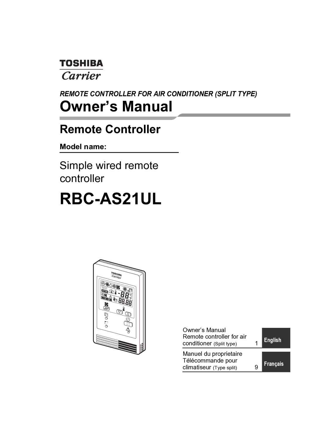 Toshiba RBC-AS21UL owner manual 