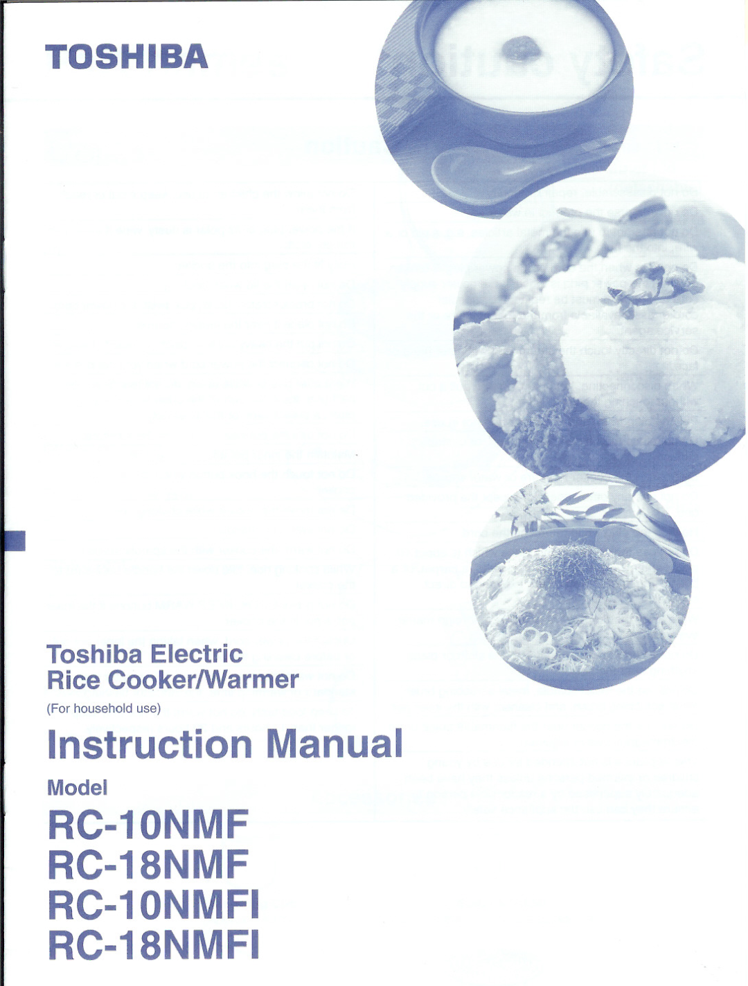 Toshiba instruction manual RC-10NMF RC-18NMF RC-10NMFI RC-18NMFI 