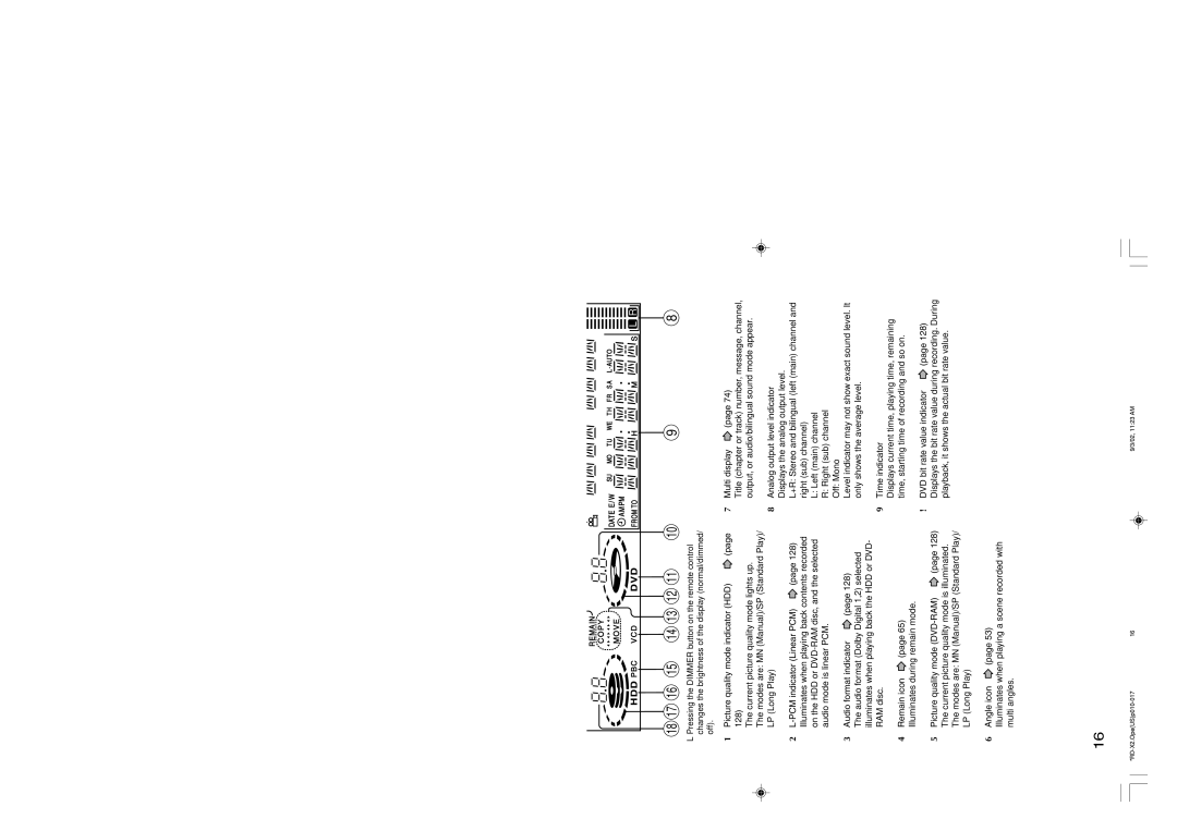 Toshiba RD-X2U owner manual Display, Picture quality mode indicator HDD, Multi display, Time indicator 