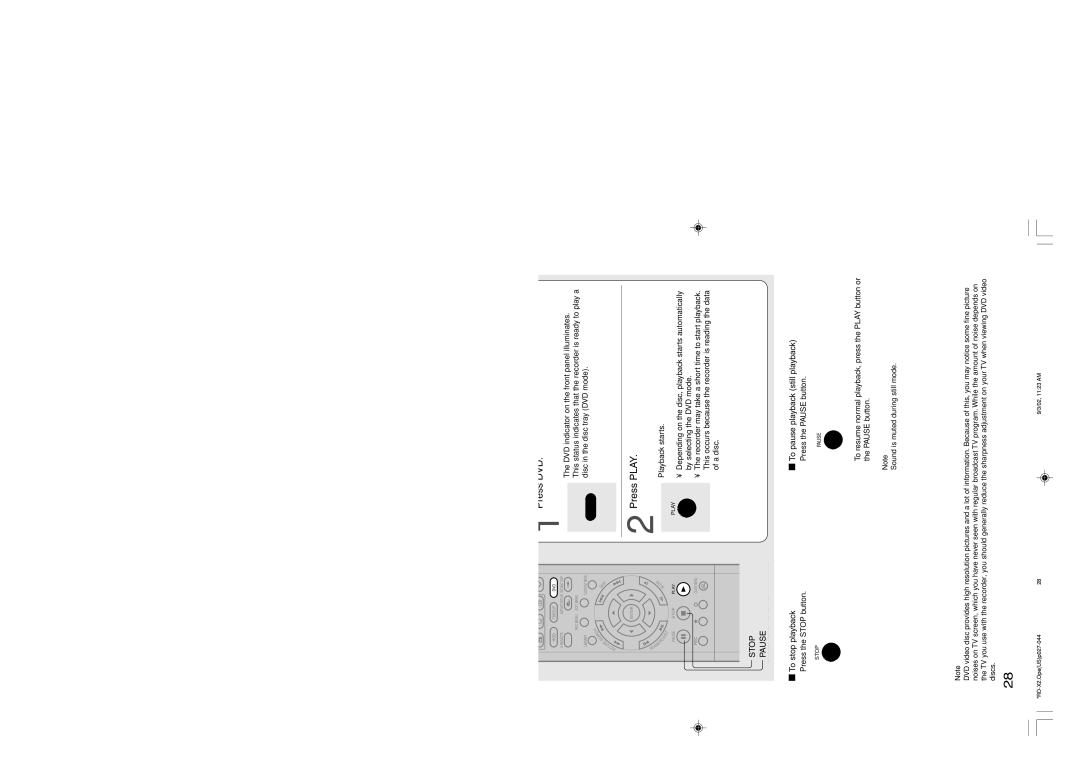 Toshiba RD-X2U owner manual Playing a DVD video disc, Basic operations, To stop playback, To pause playback still playback 