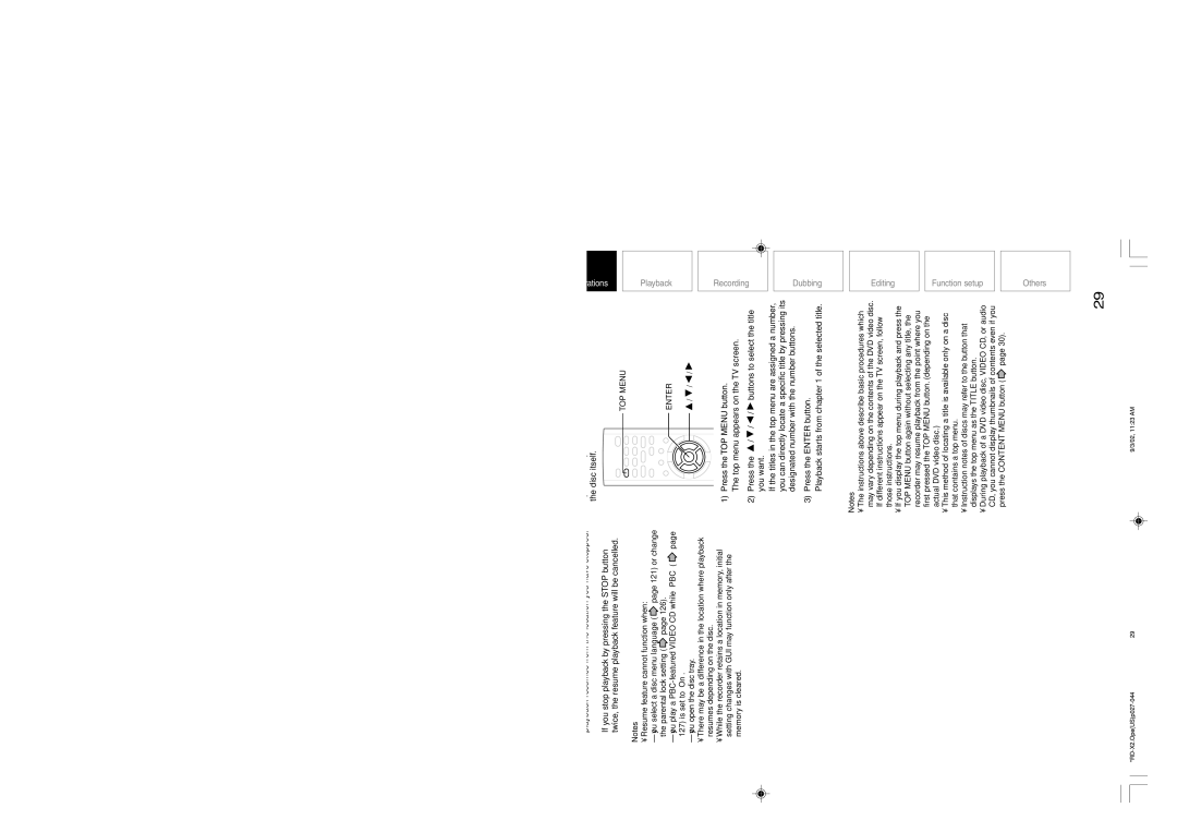 Toshiba RD-X2U owner manual Press the TOP Menu button, Top menu appears on the TV screen 