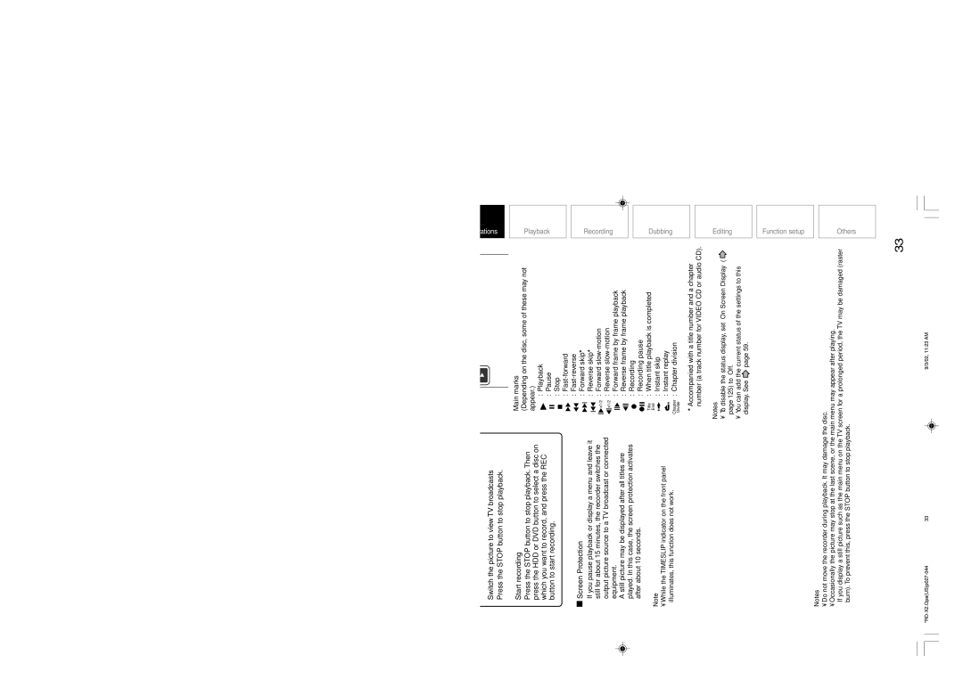 Toshiba RD-X2U owner manual Switch the picture to view TV broadcasts, Start recording, Screen Protection, Status display 