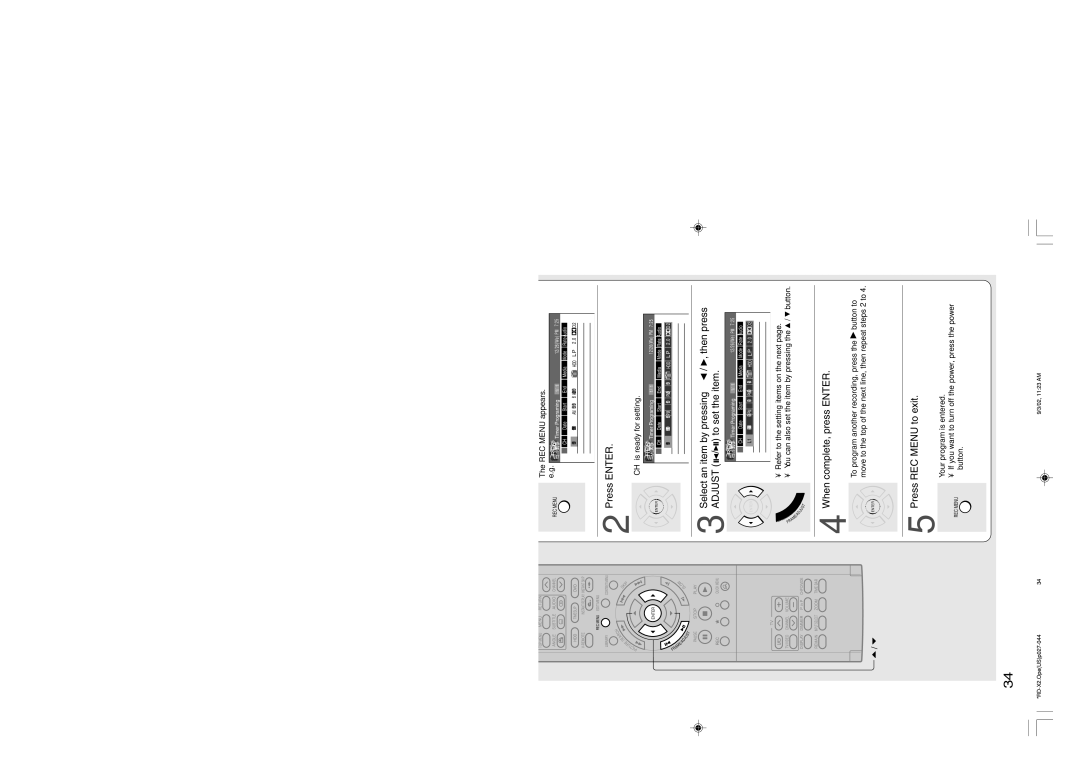 Toshiba RD-X2U owner manual Programing a recording REC Menu, REC Menu appears, CH is ready for setting 