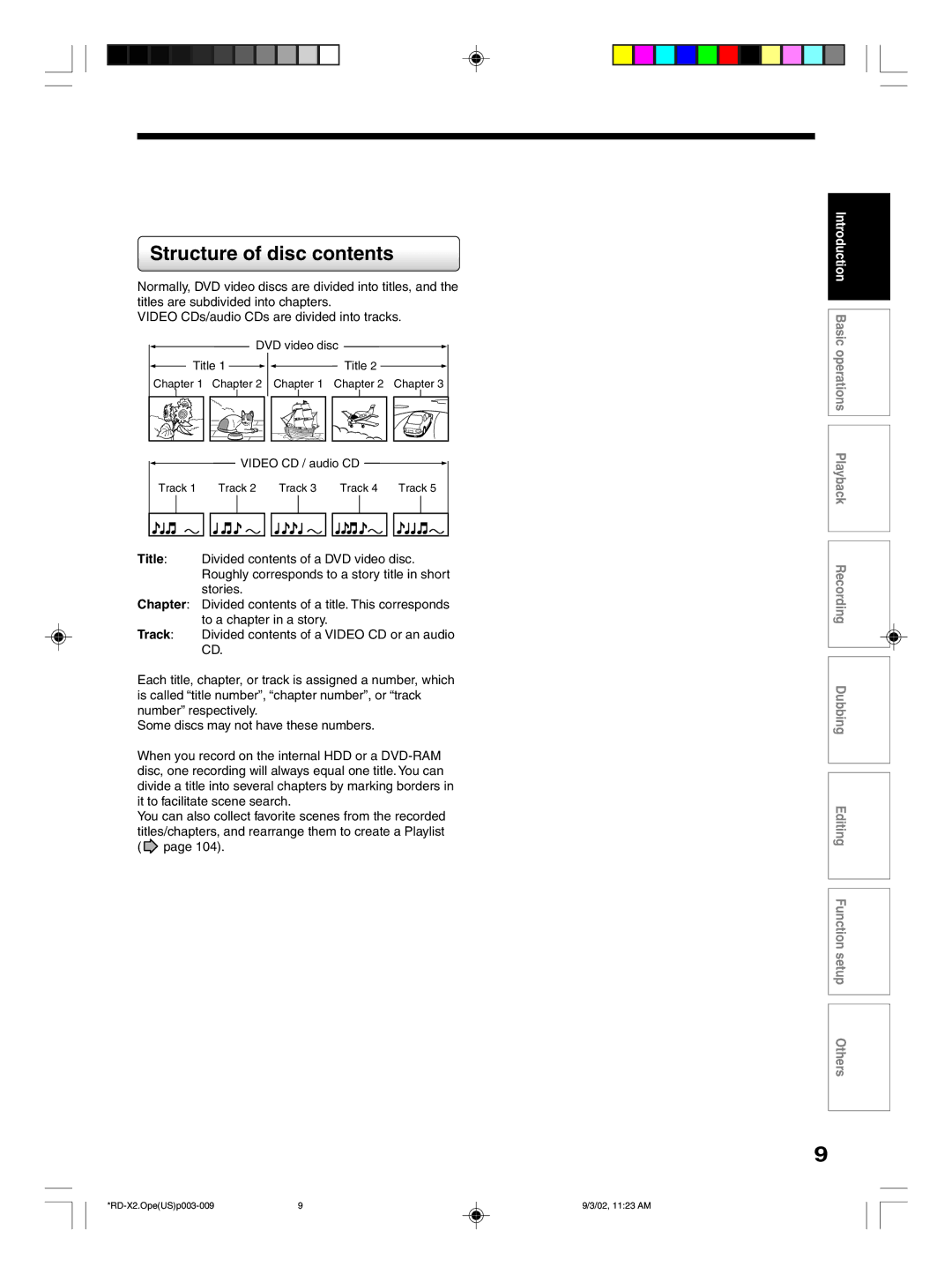 Toshiba RD-X2U owner manual Structure of disc contents 