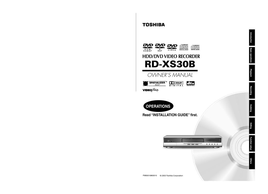 Toshiba RD-XS30B owner manual 