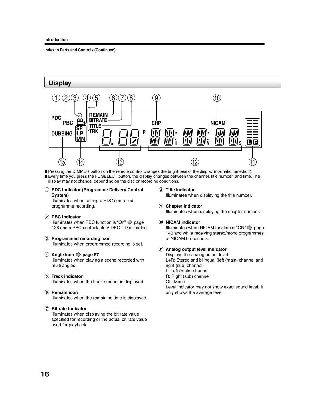 Toshiba RD-XS30B owner manual Display 