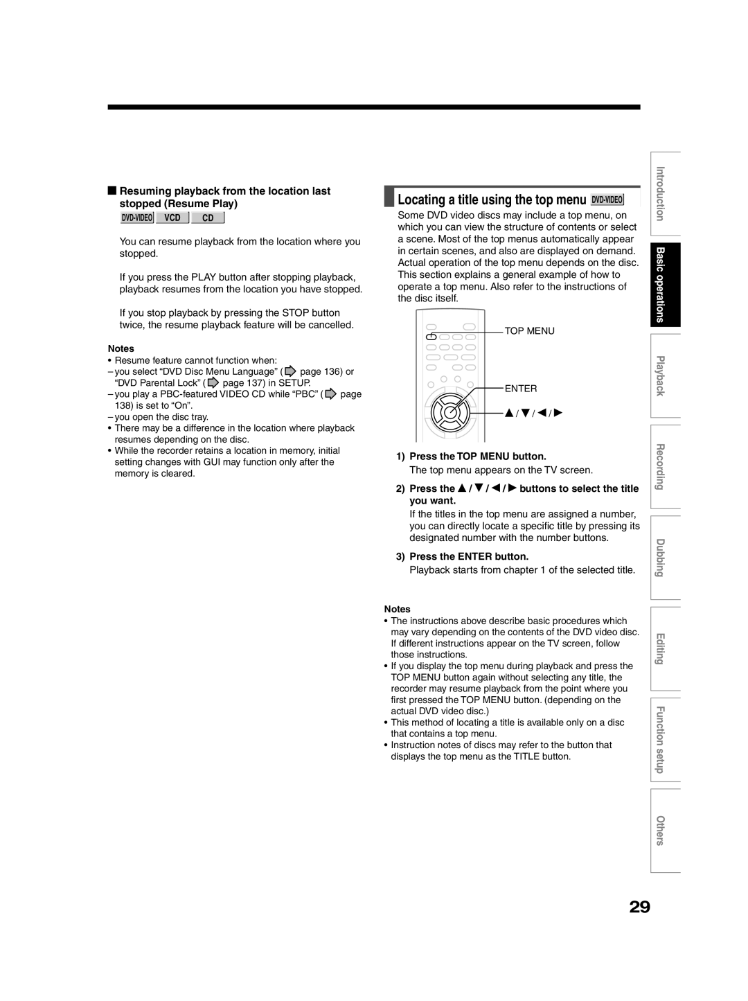 Toshiba RD-XS30B owner manual Press the TOP Menu button, Press Buttons to select the title You want 