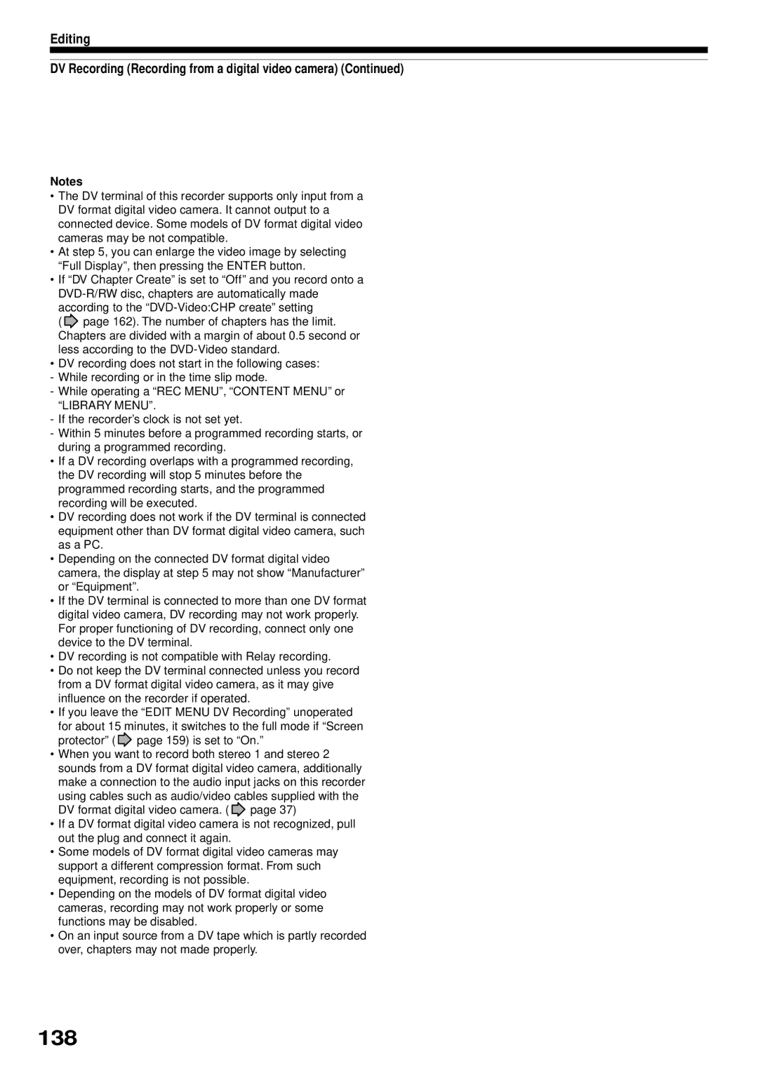 Toshiba RD-XS32SB owner manual 138, Editing DV Recording Recording from a digital video camera 